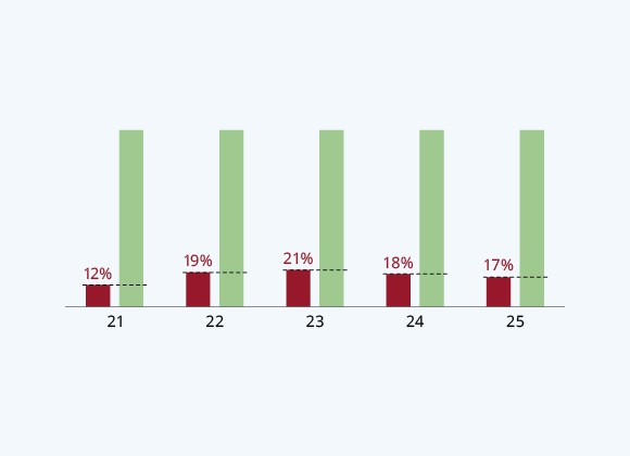 Total Debt 17% of Liquid Assets