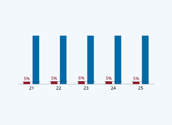 Total Debt 5% of Net Portfolio Value